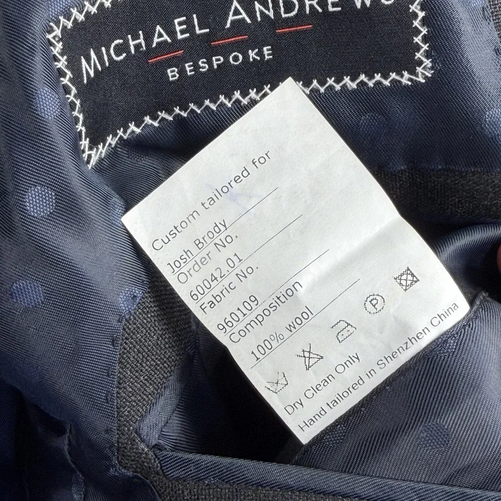 Michael Andrews BESPOKE Holland Sherry Suit 42LT 36x33 Charcoal Surgeon Cuffs